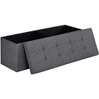 SONGMICS Banco con Espacio de Almacenamiento- Cofre- Caja de Almacenamiento- Plegable- Carga Estática Máx. 300 kg- 120 L…